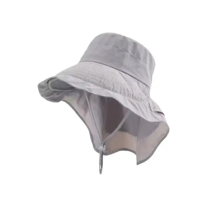 Chapeau de soleil à large bord de couleur unie, style coréen, avec protection pour le cou, chapeau d