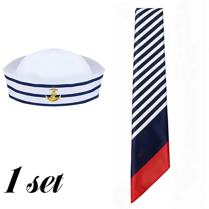 1/5 ensembles de chapeau de marin de Yacht et écharpe rayée, ensemble de casquettes de la marine à a