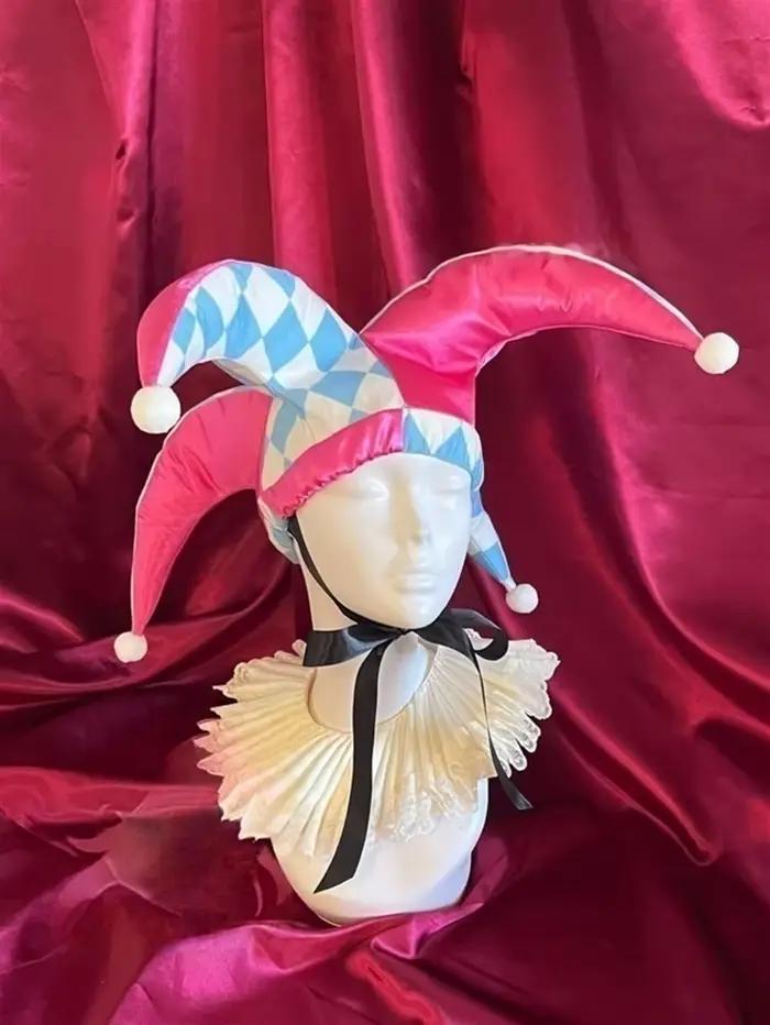 Chapeau de Costume de bouffon de cour à lacets, chapeau de Costume de Clown de bouffon Renaissance,