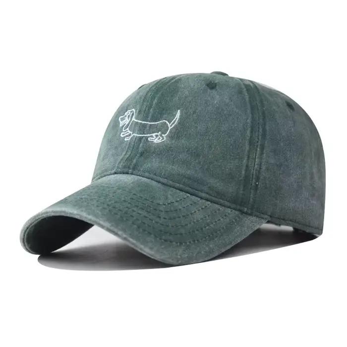 Casquette de baseball brodée avec un chiot mignon de dessin animé, casquette à visière large en coto
