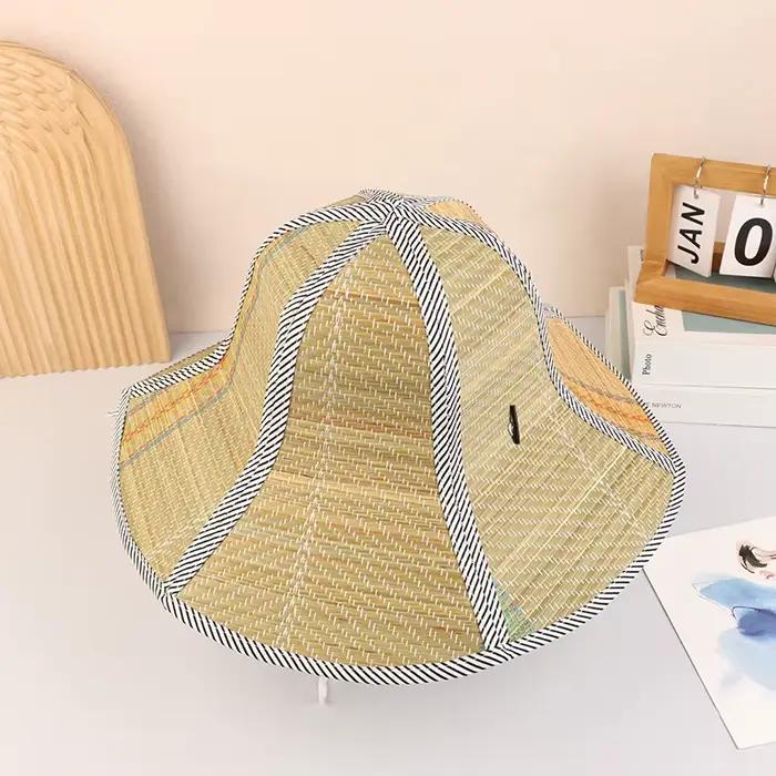 Chapeau de pêcheur chinois rétro en rotin de bambou, paille tissée à la main, accessoires de danse d