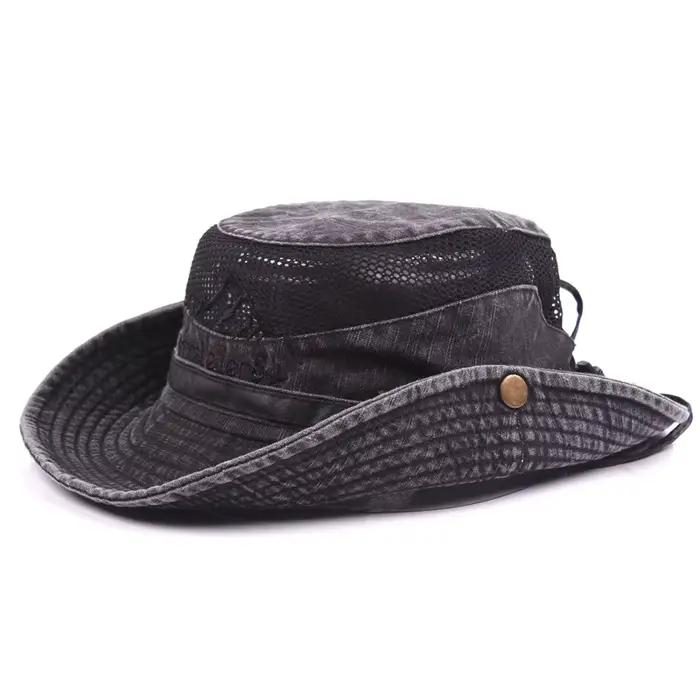 Chapeau seau d'extérieur pour hommes, casquette Panama respirante d'été en coton, chapeau en maille