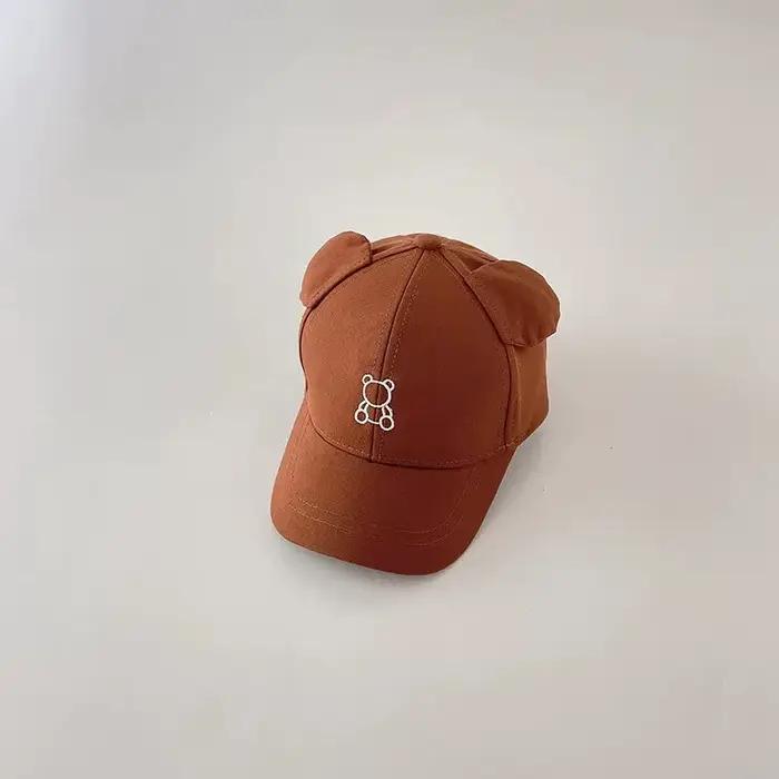 Casquette de Baseball ours de dessin animé pour bébé, joli chapeau de soleil de couleur unie avec or