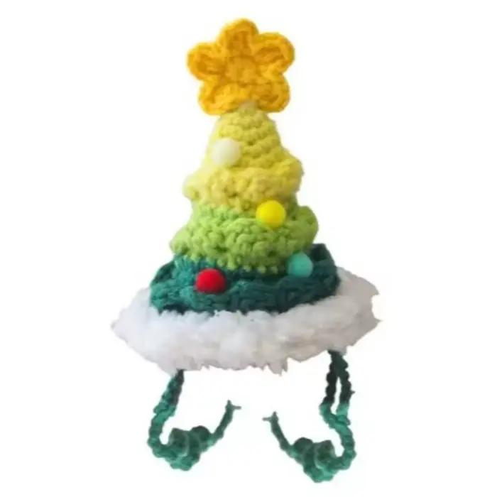 Chapeau de noël tricoté en laine pour animaux de compagnie, casquettes mignonnes en forme d'arbre de