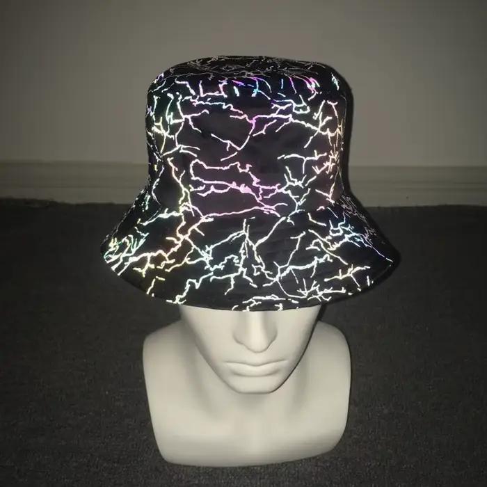 Chapeau seau réfléchissant coloré pour hommes et femmes, boîte de nuit, Hip-hop, Pot lumineux, chape