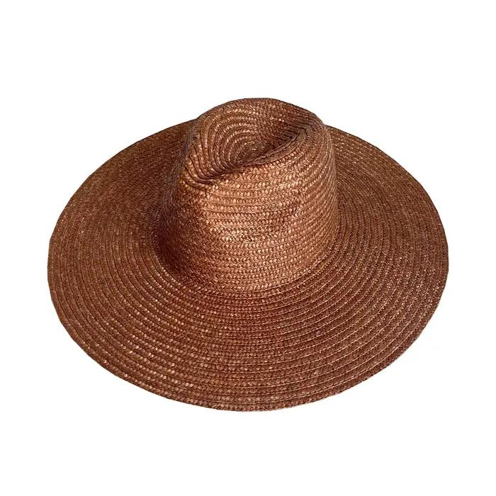Chapeau de paille anderà grand bord pour femmes, chapeaux de plage haut de gamme, chapeaux d'été noi