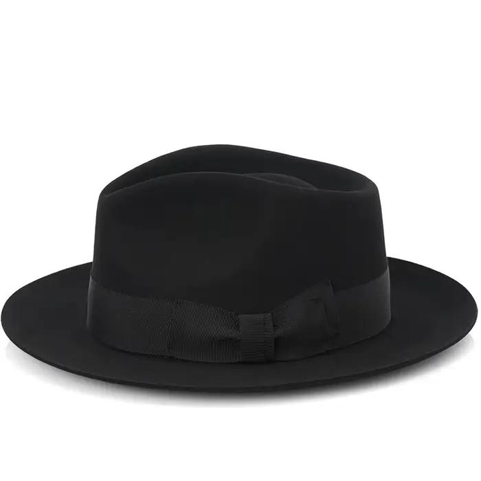 Chapeau Fedora en feutre classique de style vintage pour hommes, chapeau à grosse tête, 100% laine,