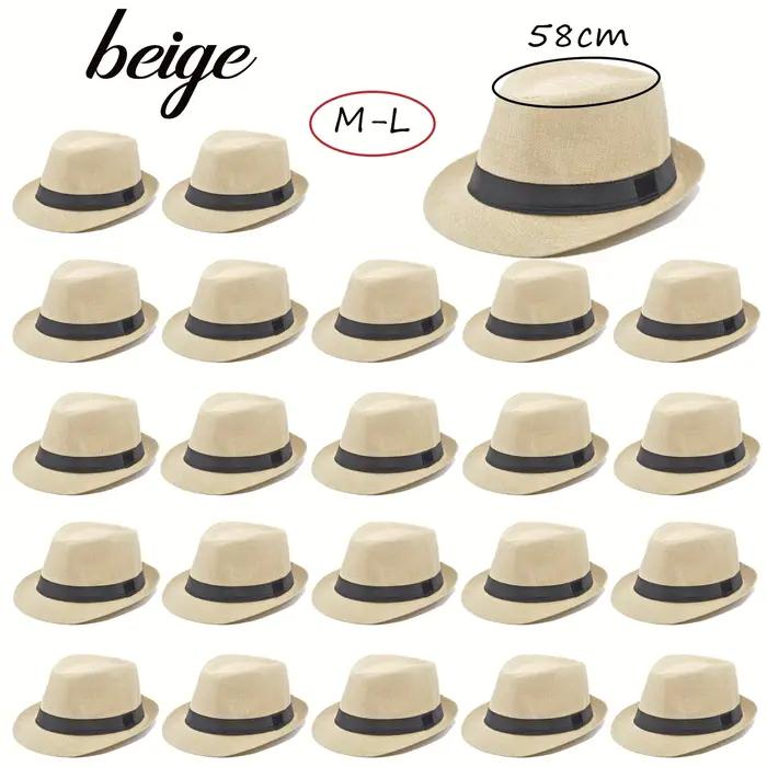 24-100 Chapeaux de paille pour hommes, modèles Fedora, Panama et Trilby à bord court 58/60 cm, pour