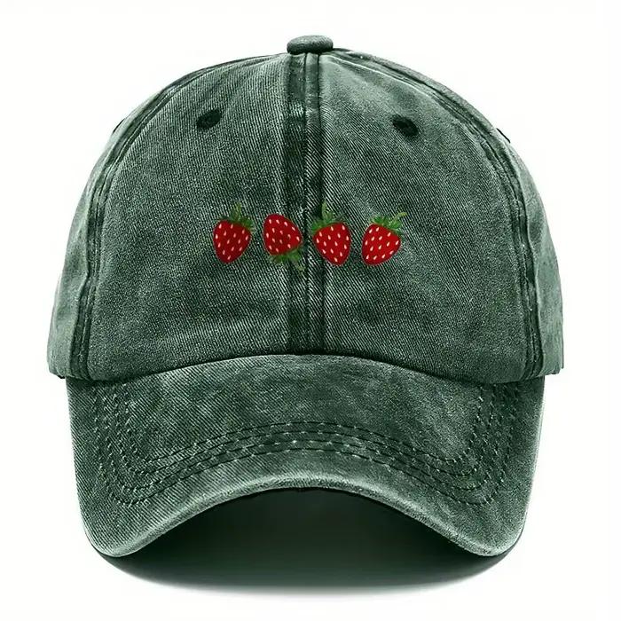 Casquette de baseball imprimée fraise avec parasol réglable, casquette en bec de canard à la mode po