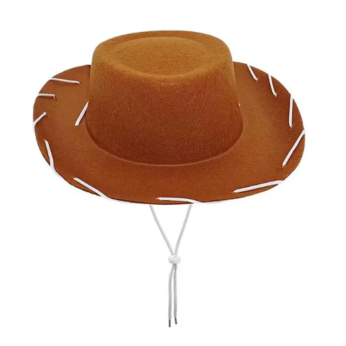 1 chapeau de cowboy pour enfant, réglable, en feutre, à grandes bords, style western, idéal pour acc