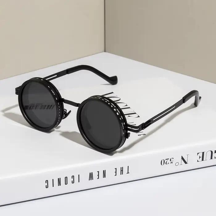 Lunettes de soleil polarisées ND9 à gradation réglable pour hommes et femmes, rondes, rétro Punk, po