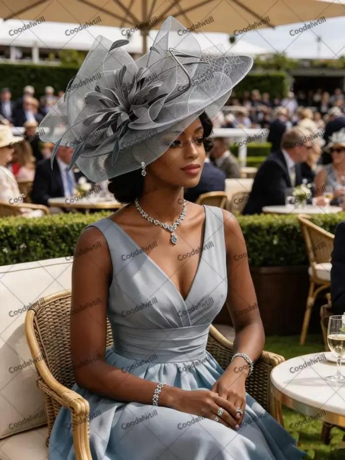 Grand fascinateur vert en maille pour femmes, chapeau de mariage, chapeau de cérémonie, chapeau Roya
