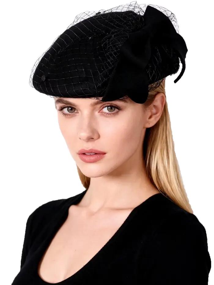 Chapeau Fascinateur de Mariage avec Voile et Nministériels d Papillon pour Femme, Béret artificiel a