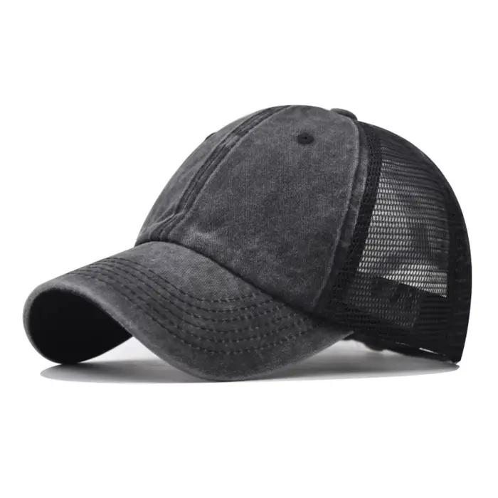 Casquette de Baseball en coton délavé Vintage, casquette en maille respirante en Denim, Protection U
