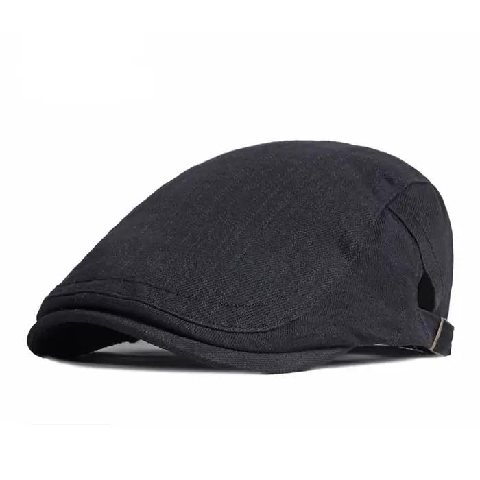 Printemps été béret chapeau pour hommes solide noir gris coton plat pointe chevrons casquette femmes