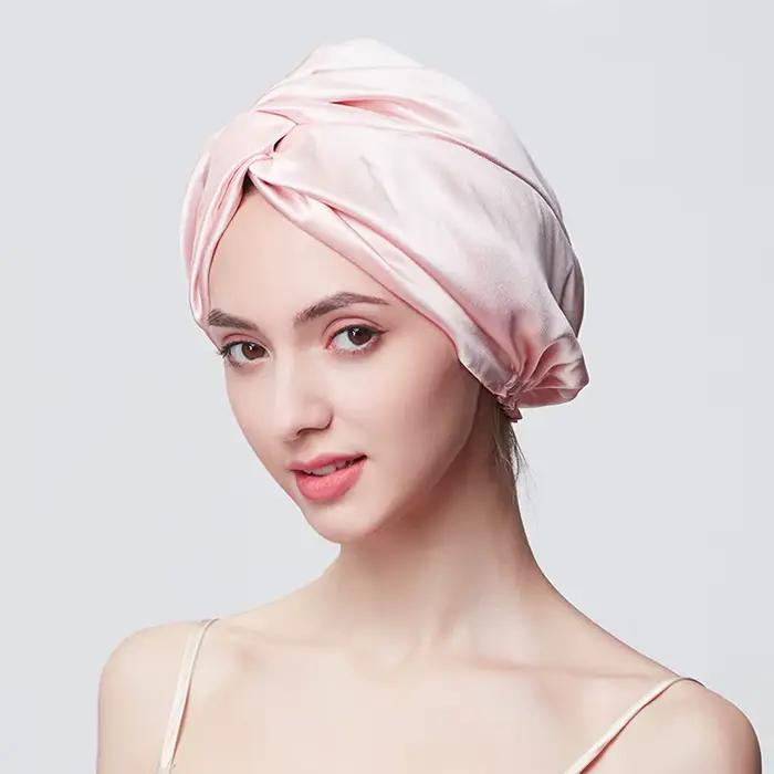 Bonnet de couchage inja torsadé à double couche pour femme, turban naturel avec ruban élastique, env