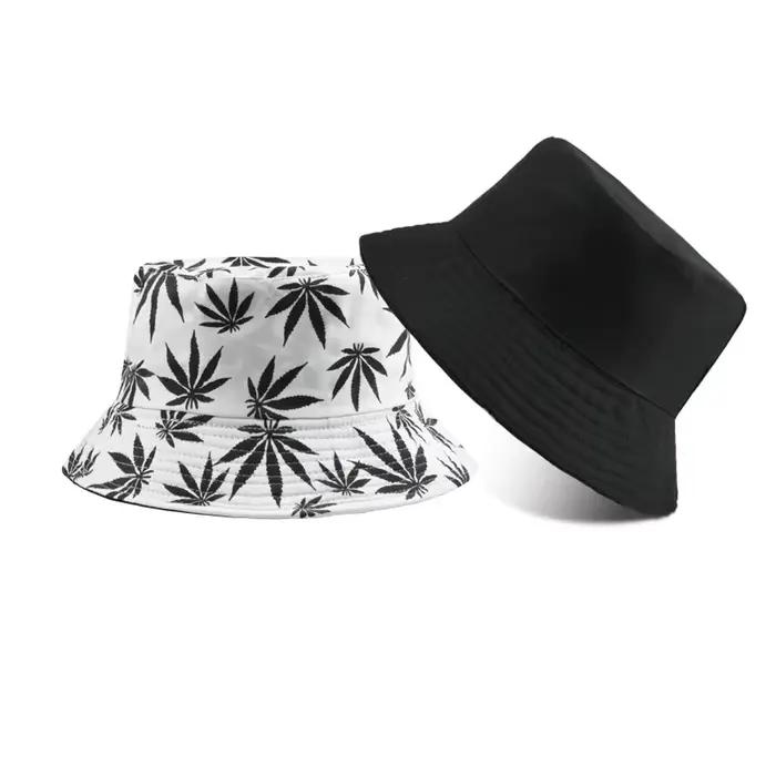 Chapeau de pêcheur en feuille d'érable imprimé à la mode de style rétro, chapeau de soleil de voyage