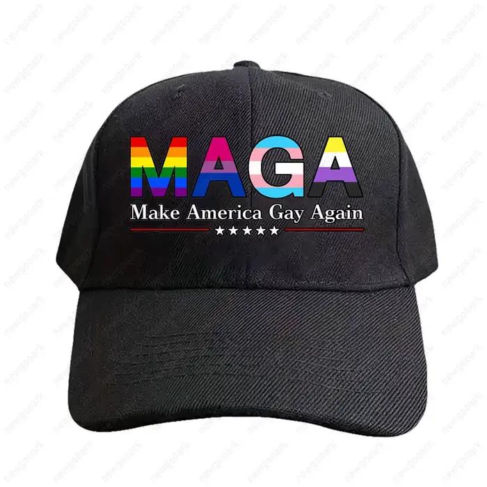 Casquette MAGA Make America Gay Again avec contour noir, pour femme, homme, adulte, décontractée, ré