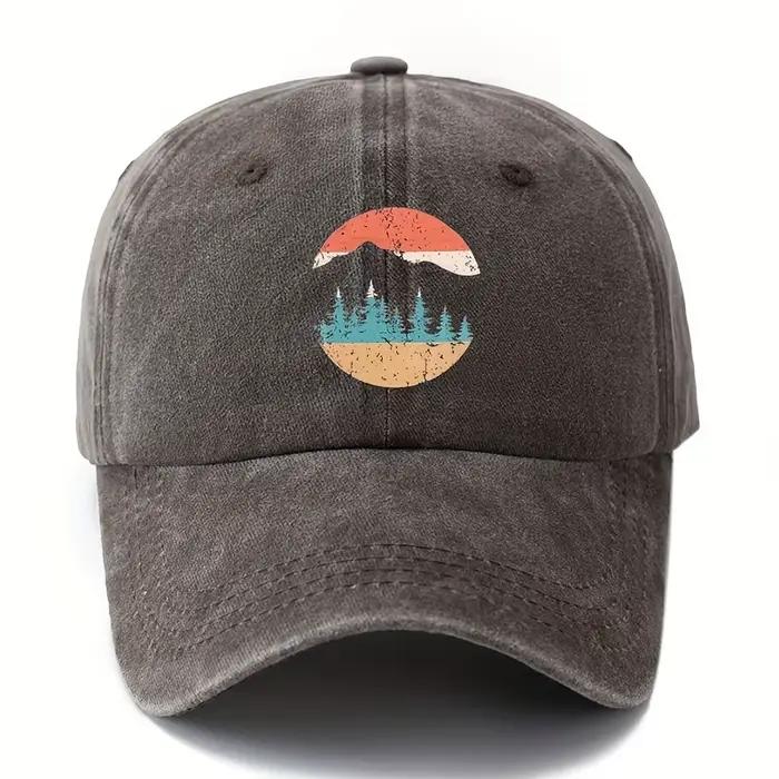 Chapeau de baseball imprimé coucher de soleil de montagne pour hommes et femmes, adapté au camping,