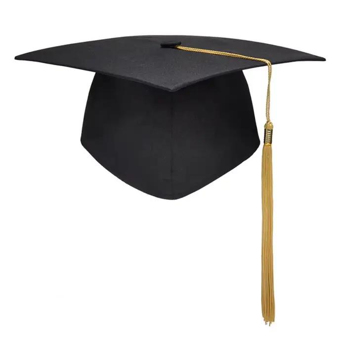 Casquette de médecin de remise de diplôme avec pompon, chapeau de baccalauréat, bande élastique, acc