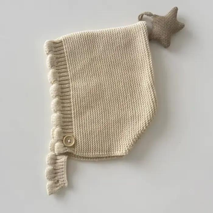 Automne hiver bébé laine chapeau nouvelle étoile tricoté chaud mignon oreille protection chapeau 0-3