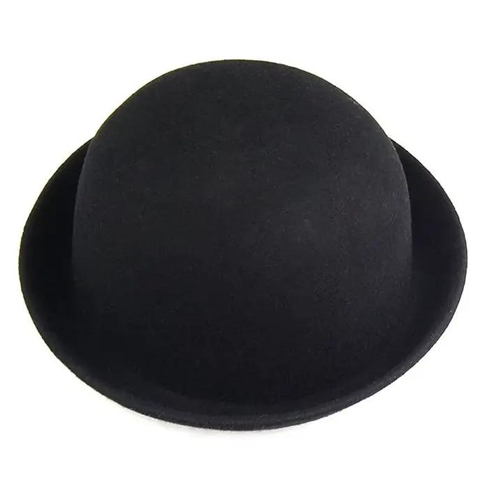 Chapeau melon melon en feutre, 1 pièce, chapeau Chaplin, chapeau d'équitation (noir)