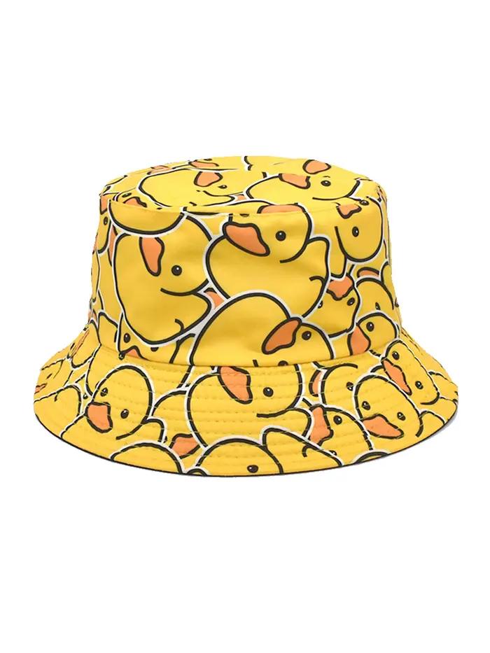 Chapeau bob décontracté à imprimé canard tendance, chapeau bob à motif imprimé dessin animé, chapeau