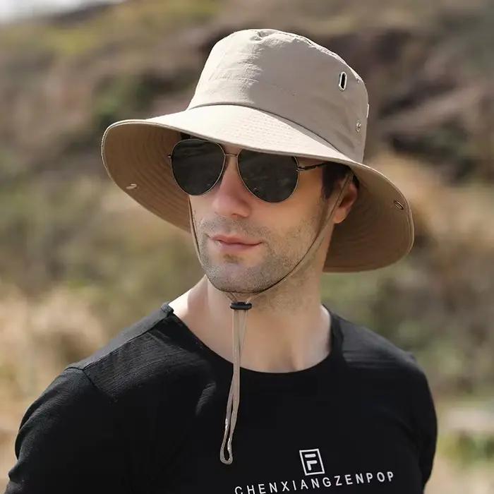 Chapeau de pêcheur imperméable pour l'extérieur, protection solaire anti-UV, maille respirante, camp