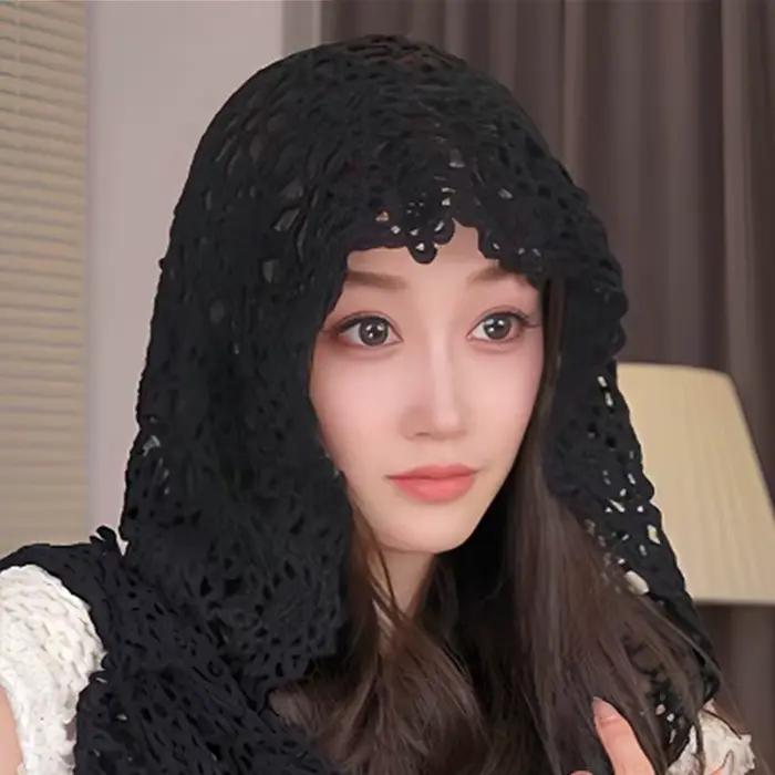 Japonais dentelle évider tricoté chapeau femmes ethnique Sle voyage photoaphy visage minceur aérien