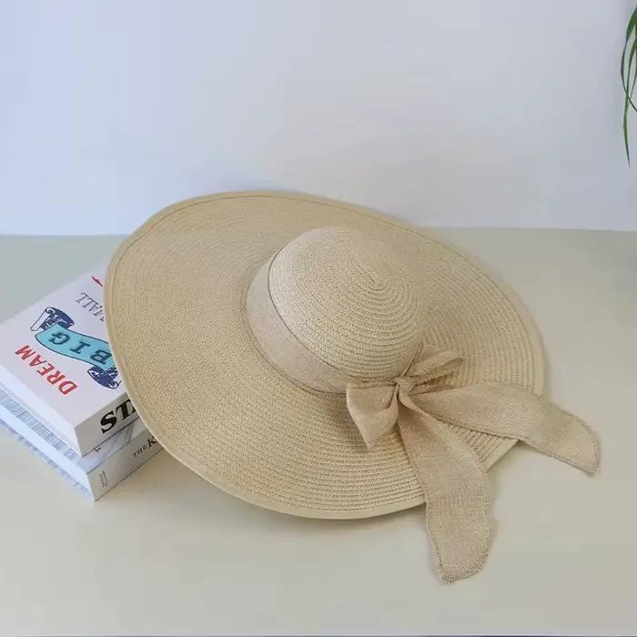 Chapeau de Paille à Gros Nministériels d Papillon pour Femme, Casquette anderà Large Bord, Pliable,