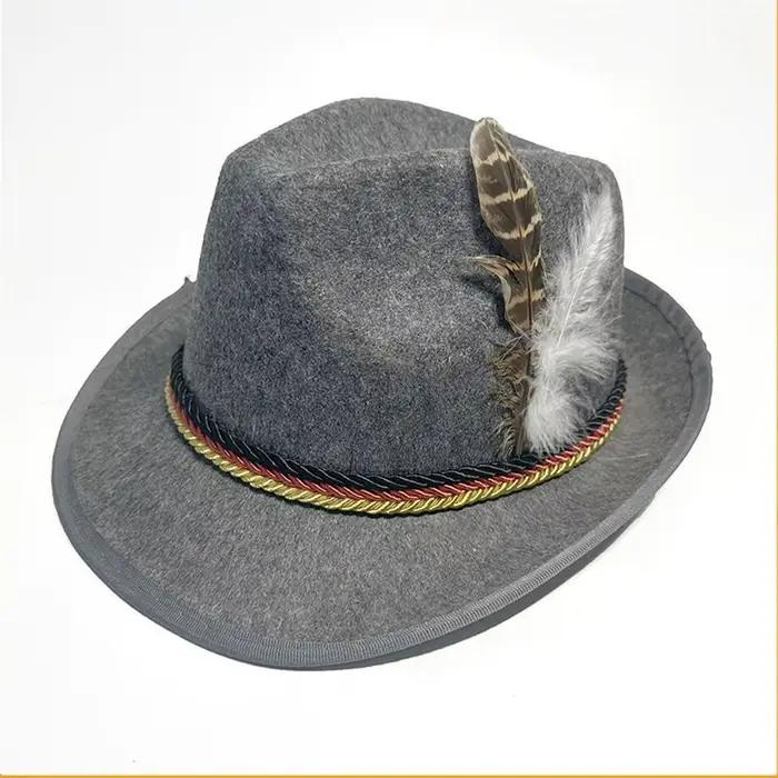 Nouveau Chapeau de Mode avec Décorations en Plumes, Style Western Bavarois Oktoberfest, Ornement de