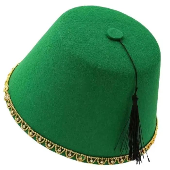 Chapeau Fez Rond Universel en Feutre Respirant Rouge, Tarbouche, Chapeau Marocain, Chapeau Ottoman T