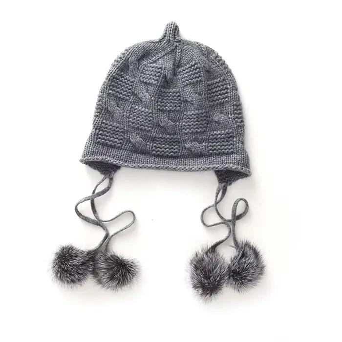 Chapeau tricoté avec pompon pour Protection des oreilles, 100% cachemire, polyvalent, chaud, épais,