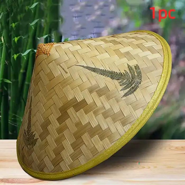 Chapeau de pêcheur chinois rétro en rotin de bambou, seau en paille tissé à la main, accessoires de