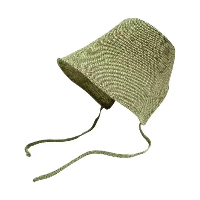 Bonnets de régence en paille de lin pour femmes, chapeaux de soleil, casquette de plage à nœud, Cloc
