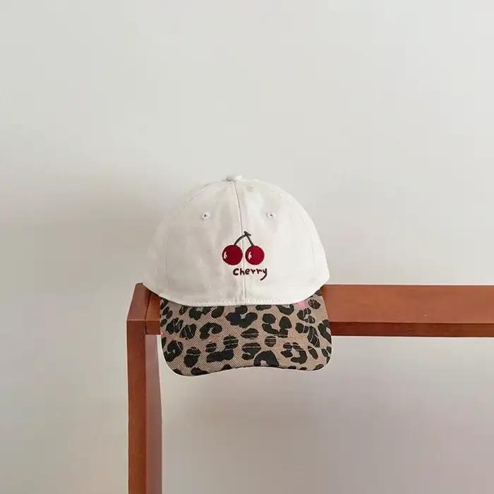 Casquette de baseball pour enfants, imprimé léopard cerise, chapeau d'été pour bébés garçons et fill