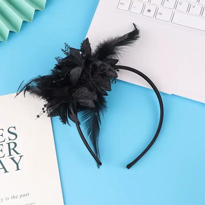 Chapeau Fascinateur pour Femme, Bande de Sauna, Fleur, Plume, Fil de Maille, Cocktail, Mariage, Acce