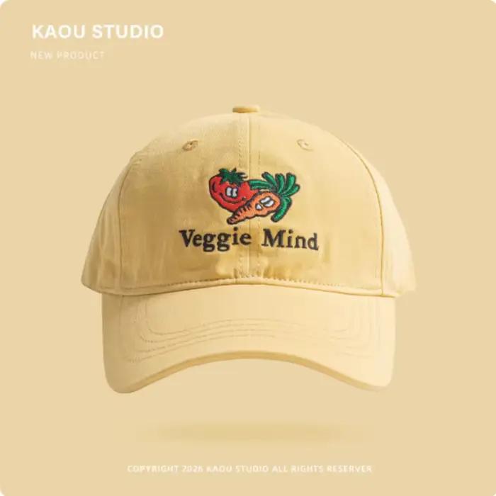 Casquette de baseball brodée de carottes de dessin animé mignonnes, printemps et été, personnalité d