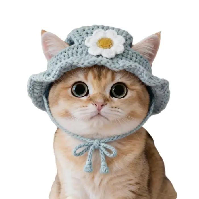 Nouveau Chapeau Amusant pour Chat, Fait Main, Élastique Raffiné, pour Chiots et Chatons, Chapeau Tri