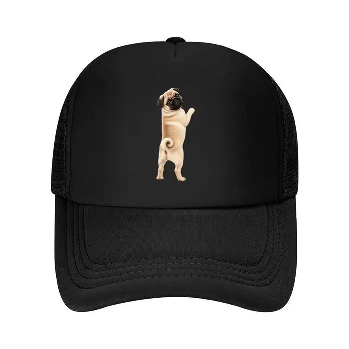 Casquette de baseball en maille avec motif chiot bouledogue en position debout, pour femmes, unisexe