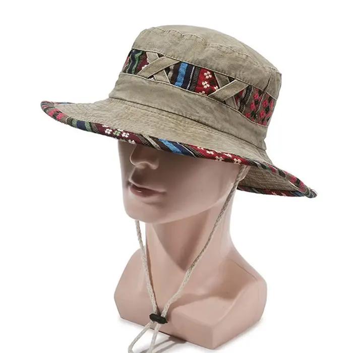 Chapeau de pêcheur en denim à bord effiloché vintage pour hommes, chapeau seau délavé simple, chapea