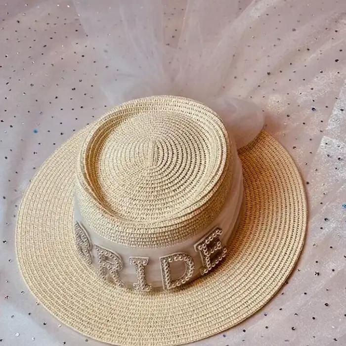 Chapeau de mariée, piscine d'été pour plage, mariage, enterrement de vie de jeune fille, fête nuptia