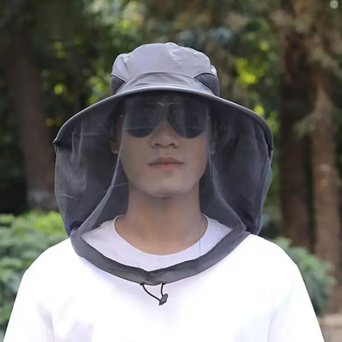 Chapeau anti-moustiques en filet invisible, pliable, protection solaire anti-insectes pour la randon