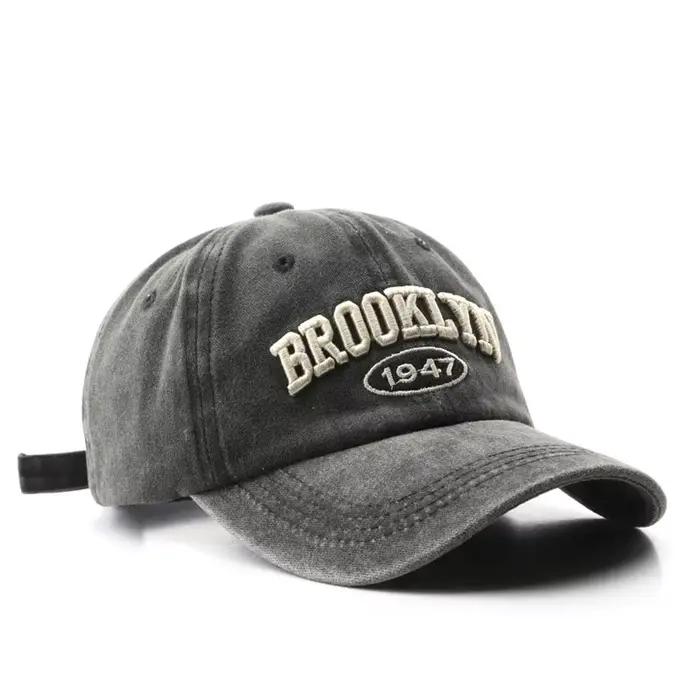 Rétro brooklyn lettre broderie casquettes de Baseball printemps été hommes femmes coton réglable cha