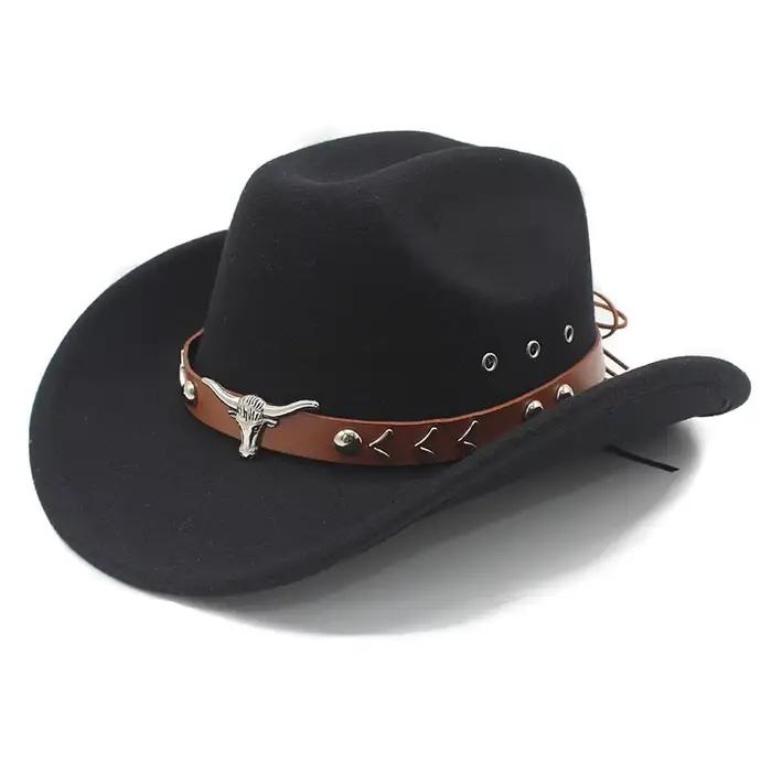Chapeau de Cowboy occidental transfrontalier Vintage, chapeaux de Jazz pour hommes, Cowgirl, fête de
