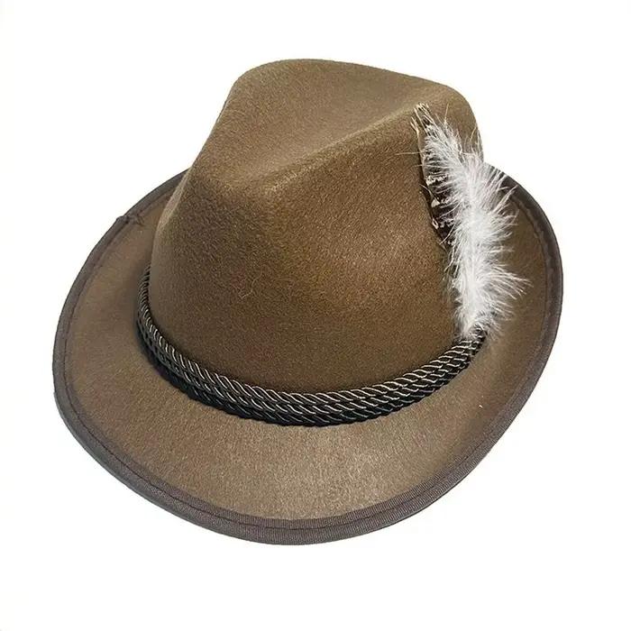Chapeau décoratif en plumes pour hommes et femmes, chapeau d'oktoberfest occidental, Costume suisse