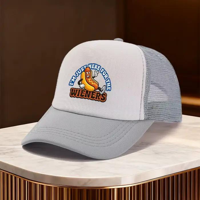 Casquette de baseball unisexe en maille respirante avec slogan amusant sur le thème des hot-dogs, ré