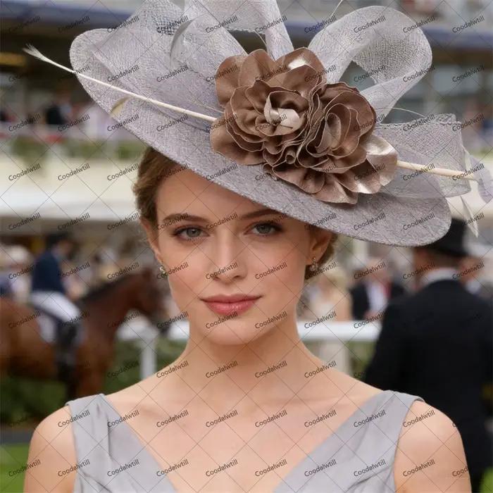 Vert foncé dames Derby Fascinator chapeaux femme église mariage Royal Ascot casque femmes mariage fl