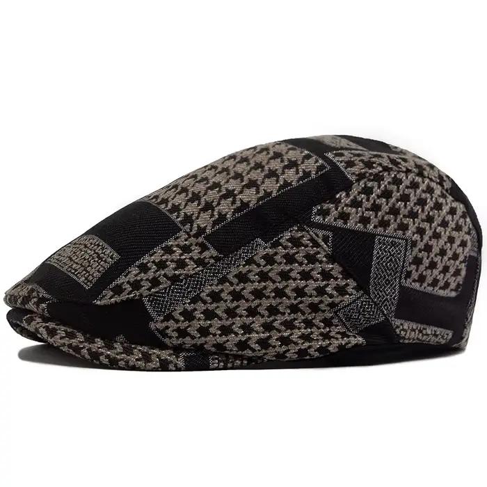 Béret imprimé pied-de-poule pour femmes et hommes, classique, mode Vintage, casquette de journal, ch