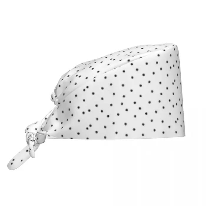 Chapeau de travail à pois noirs et blancs, bonnet chirurgical unisexe réglable pour infirmières et d